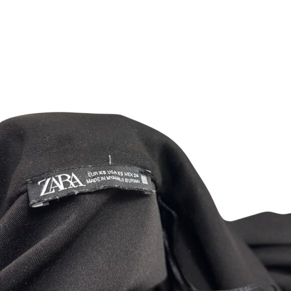 ZARA Black Open Front Faux Suede Coat Jacket Duster Cardigan Swing Hem Size XS - Picture 3 of 4